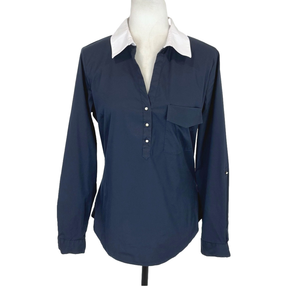 Zara navy shirt with white collar